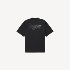 T-shirt da uomo dal taglio medio con grafica abbozzata, colore nero