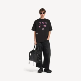 T-shirt da uomo i<3 u con vestibilità media, colore nero T-shirt da uomo i<3 u con vestibilità media, colore nero
