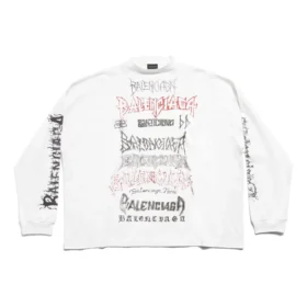 T-shirt fai-da-te in tessuto metallico a maniche lunghe, vestibilità media “Bianco Nero Rosso” 699191TPVO29065