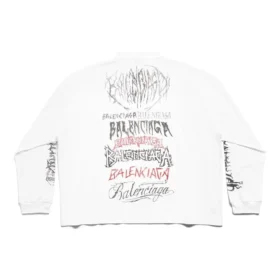 T-shirt fai-da-te in tessuto metallico a maniche lunghe, vestibilità media “Bianco Nero Rosso” 699191TPVO29065