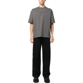 T-shirt in cotone con logo ricamato “Grey” 612966TNVG91300