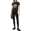 T-shirt in jersey con stampa grafica effetto consumato, vestibilità slim “Washed Black” 612964TMVH31055