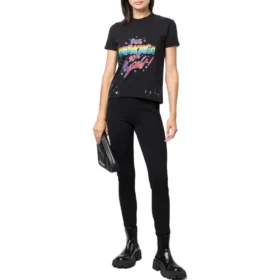 T-shirt in jersey con stampa grafica effetto consumato, vestibilità slim “Washed Black” 612964TMVH31055