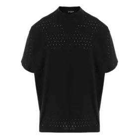 T-shirt oversize a girocollo in rete “Nera” 694576TMVD41000