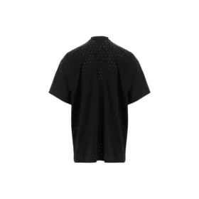 T-shirt oversize a girocollo in rete “Nera” 694576TMVD41000
