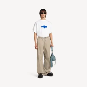 T-shirt oversize da uomo “Wet Brush” in bianco