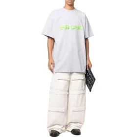 T-shirt oversize Slime “Grigio-Verde” 676589TLVF11203