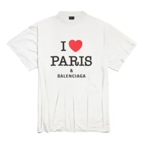 T-shirt oversize “White” con scritta “I Love Paris & Balenciaga” 787349TRVU99012