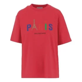 T-shirt Paris Love Regular con stampa, maniche corte, rossa 594599TGV435640