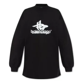 T-shirt sportiva a maniche lunghe oversize a strati “Black White” 739027TPVF21070