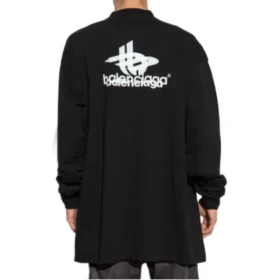 T-shirt sportiva a maniche lunghe oversize a strati “Black White” 739027TPVF21070