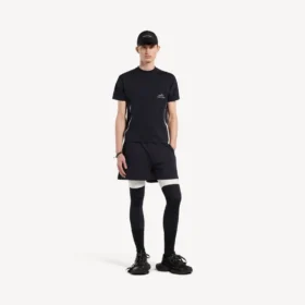 T-shirt techwear da uomo a maniche corte in blu navy/bianco