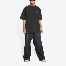 T-shirt Turn Slit “Washed Black” 675016TLVB39034
