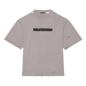 T-shirt unisex a maniche corte con stampa alfabetica, collo rotondo e fori, colore: grigio 661715TKVD58174