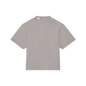 T-shirt unisex a maniche corte con stampa alfabetica, collo rotondo e fori, colore: grigio 661715TKVD58174