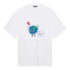 T-shirt unisex bianca a maniche corte in tessuto a trama semplice stile retrò, vestibilità ampia, collezione SS21 657059TKV949000