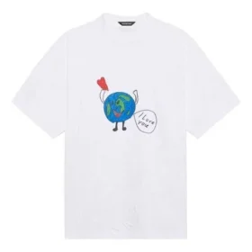T-shirt unisex bianca a maniche corte in tessuto a trama semplice stile retrò, vestibilità ampia, collezione SS21 657059TKV949000