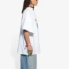T-shirt unisex bianca a maniche corte in tessuto a trama semplice stile retrò, vestibilità ampia, collezione SS21 657059TKV949000