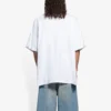 T-shirt unisex bianca a maniche corte in tessuto a trama semplice stile retrò, vestibilità ampia, collezione SS21 657059TKV949000