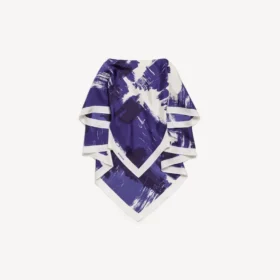 Top a mantella da donna con stampa a pennelli, blu