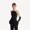 Top bustier aderente da donna, colore nero