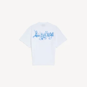 Top da donna a maniche corte con grafica stilizzata, bianco