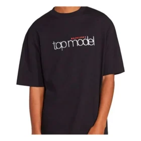 Top da uomo Balenciaga modello retrò in maglia, vestibilità slim, maniche corte, nero 612966TIV821000