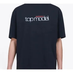 Top da uomo Balenciaga modello retrò in maglia, vestibilità slim, maniche corte, nero 612966TIV821000