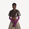 Top super corto da donna in marrone