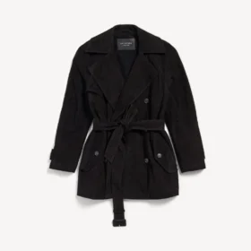 Trench corto da donna a forma di bozzolo, nero