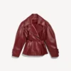 Trench corto da donna con pieghe in bordeaux