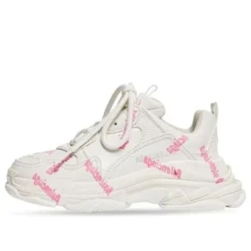 Triple S Logotype Sneaker “Materiale tecnico bianco e rosa” 654251W2FAB9050