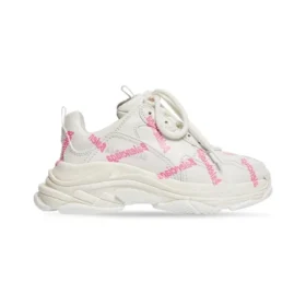 Triple S Logotype Sneaker “Materiale tecnico bianco e rosa” 654251W2FAB9050