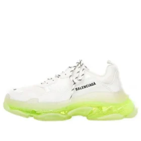 Triple S Sneaker “Suola trasparente – Bianco Giallo Fluo” 541624W2FR19073